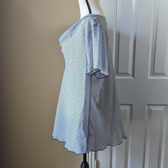 Fred David 18W/20W white with black dots cowl neck short sleeve blouse - Picture 3 of 7